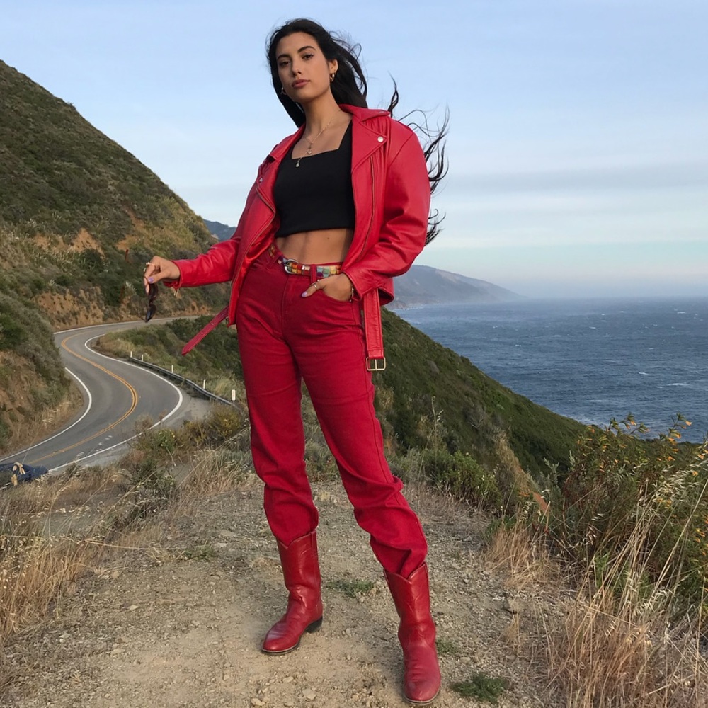 100% Red Leather motorcycle Jacket